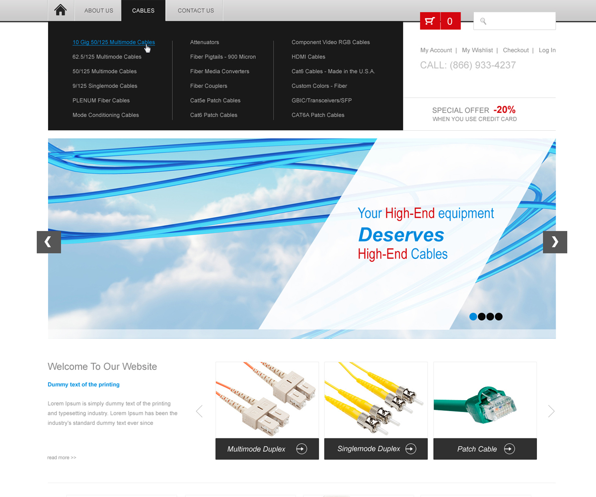 Wordpress Design by aarsita for FiberCablesDirect.com | Design #3474728