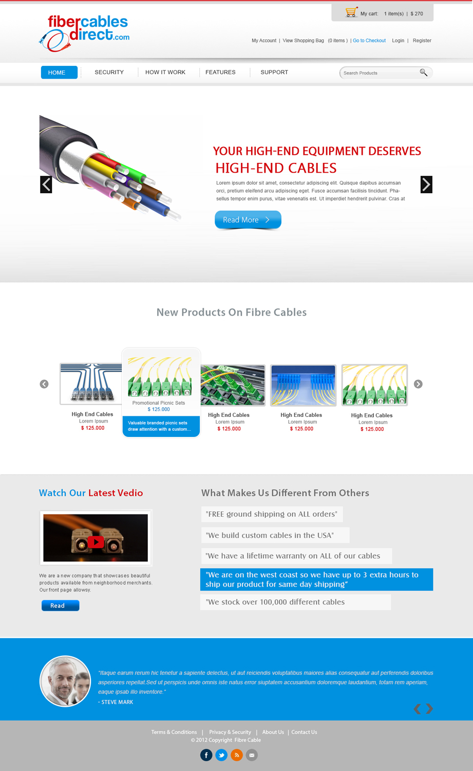 Design Wordpress par webxvision pour FiberCablesDirect.com | Design #3441891