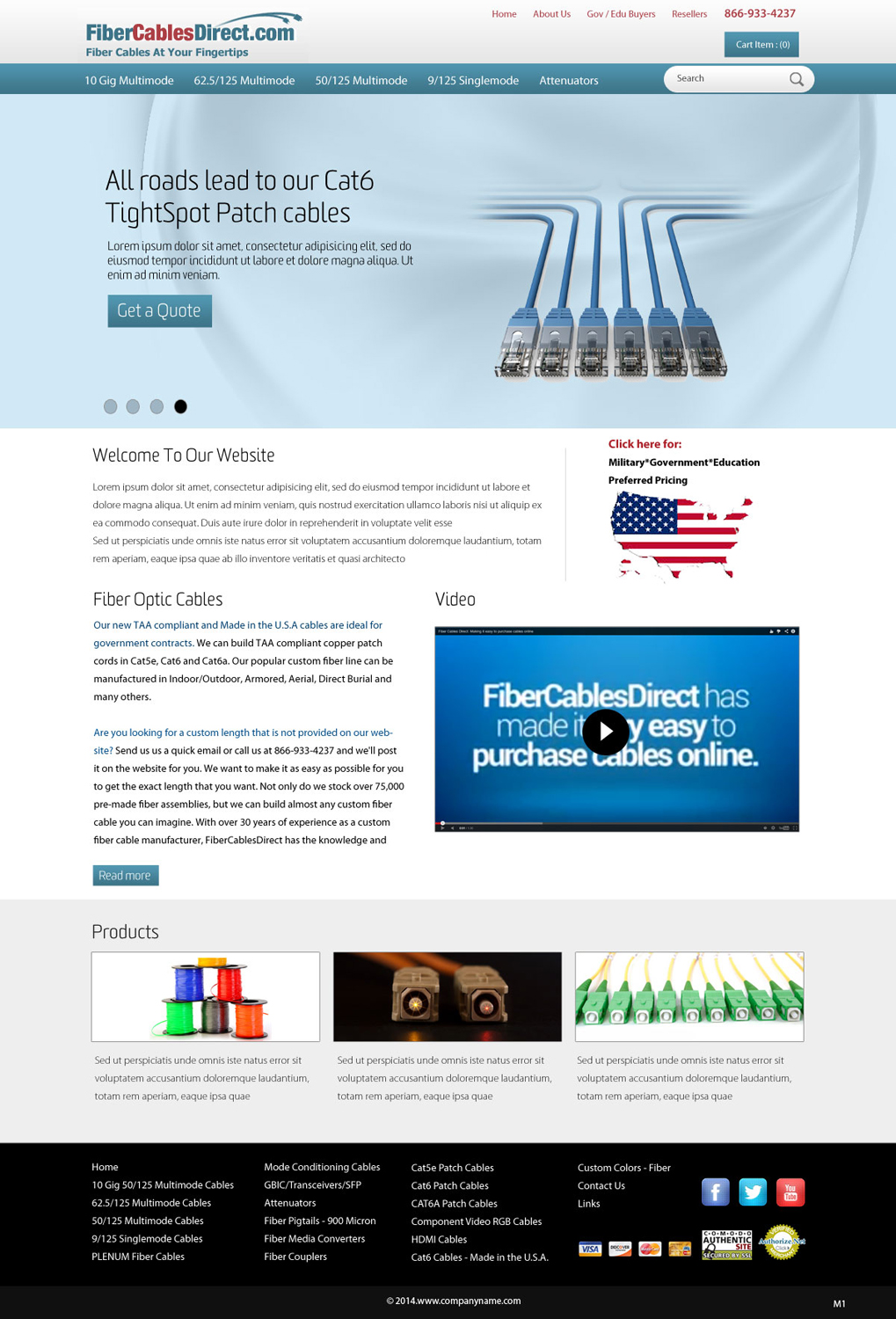 Wordpress Design by pb for FiberCablesDirect.com | Design #3355471