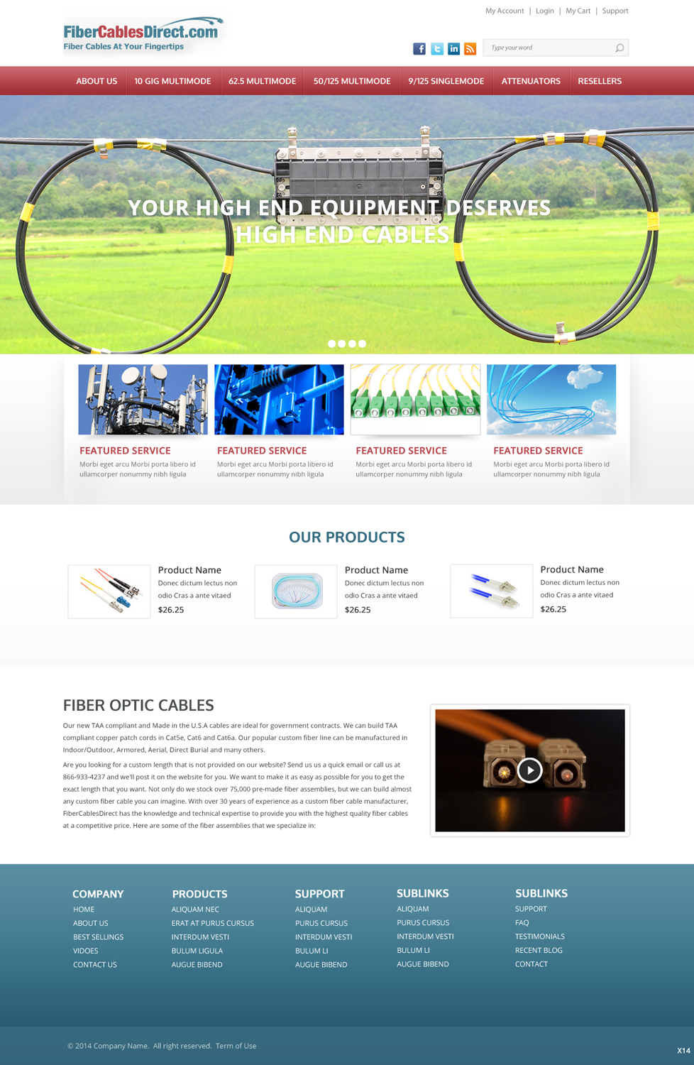 Wordpress Design by pb for FiberCablesDirect.com | Design #3356382