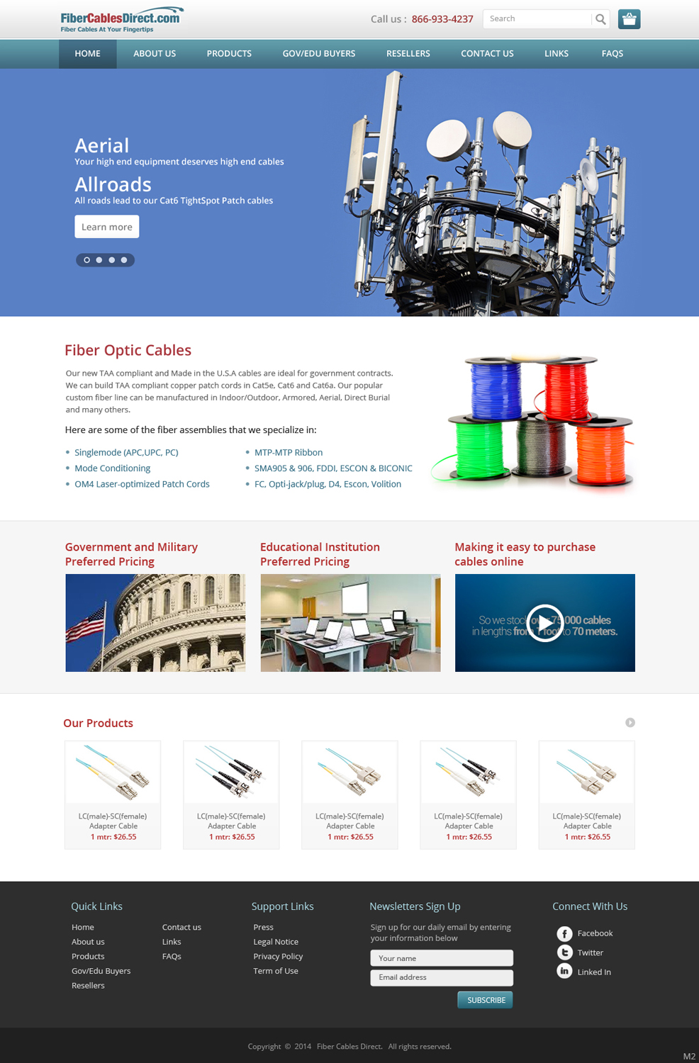 Wordpress Design by pb for FiberCablesDirect.com | Design #3356406