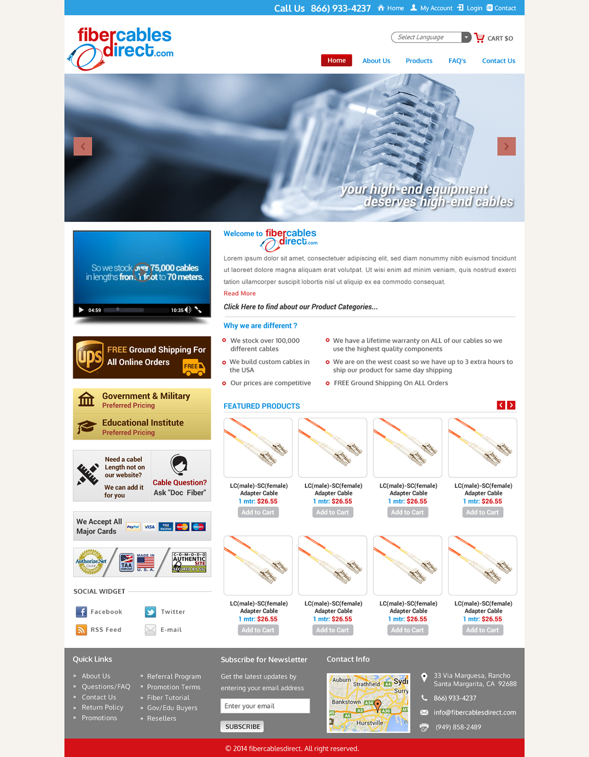 Wordpress Design by Sbss for FiberCablesDirect.com | Design #3450833