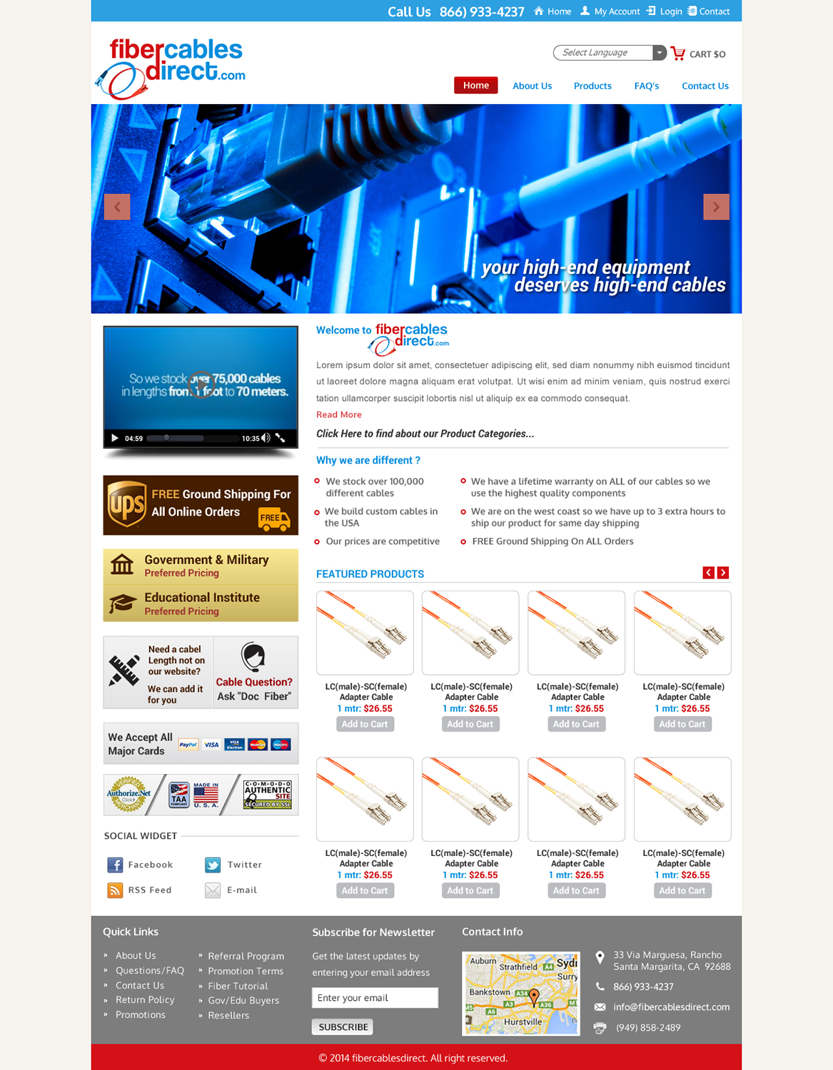 Wordpress Design by Sbss for FiberCablesDirect.com | Design #3451932