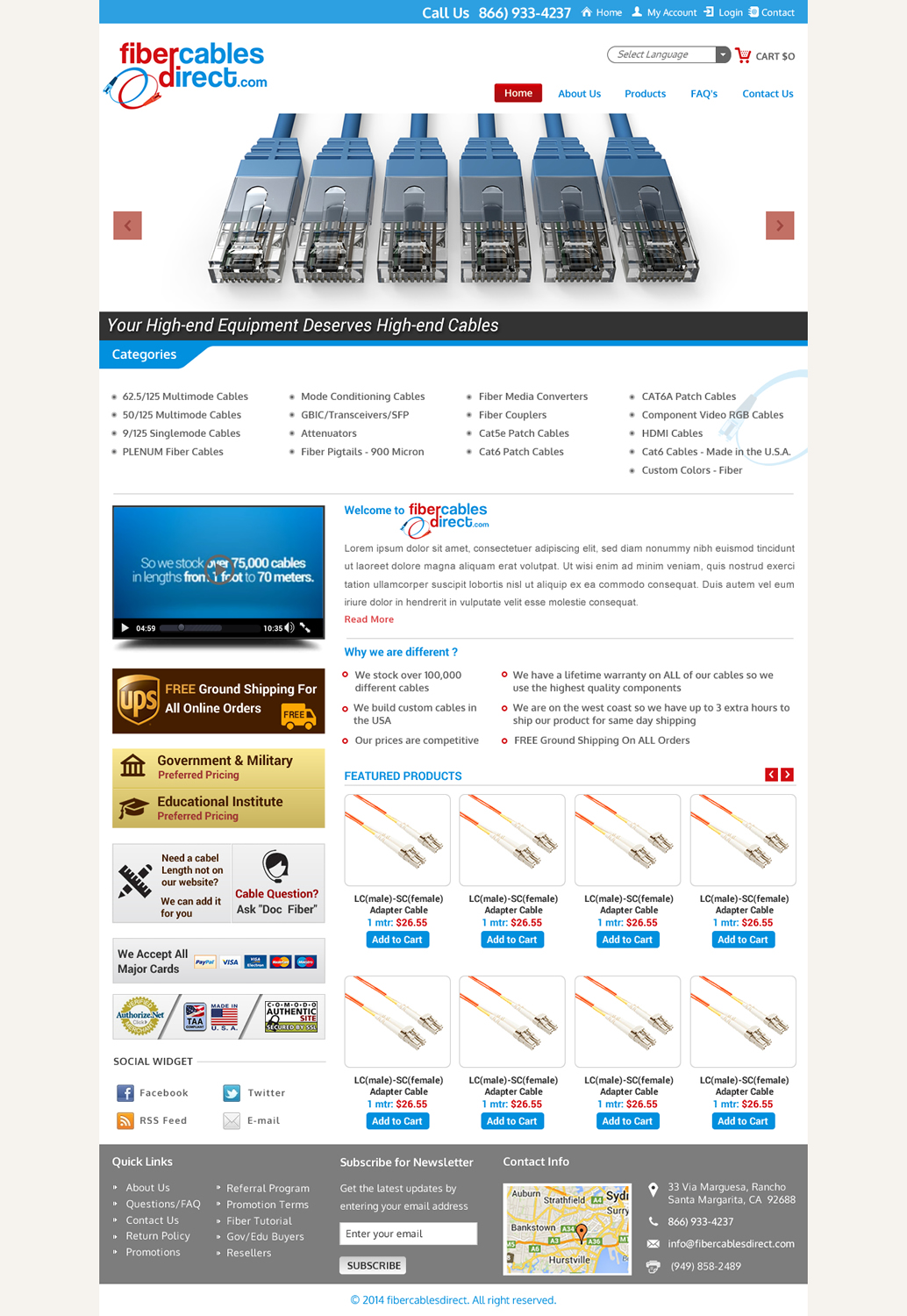Wordpress Design by Sbss for FiberCablesDirect.com | Design #3451938