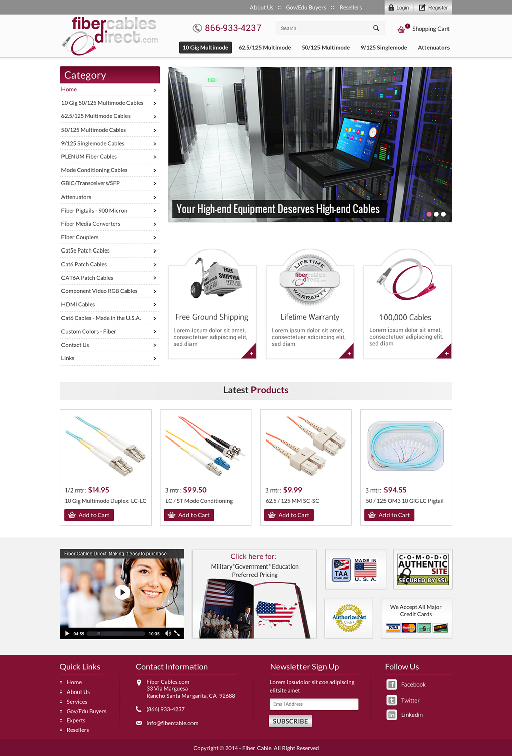 Wordpress Design by Sbss for FiberCablesDirect.com | Design #3466826