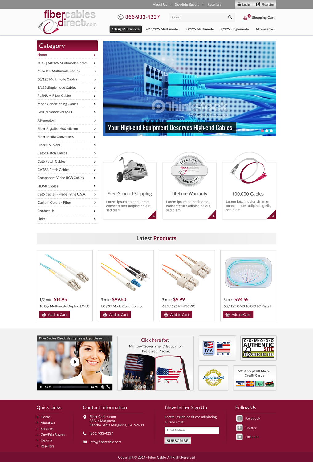 Wordpress Design by Sbss for FiberCablesDirect.com | Design #3466846