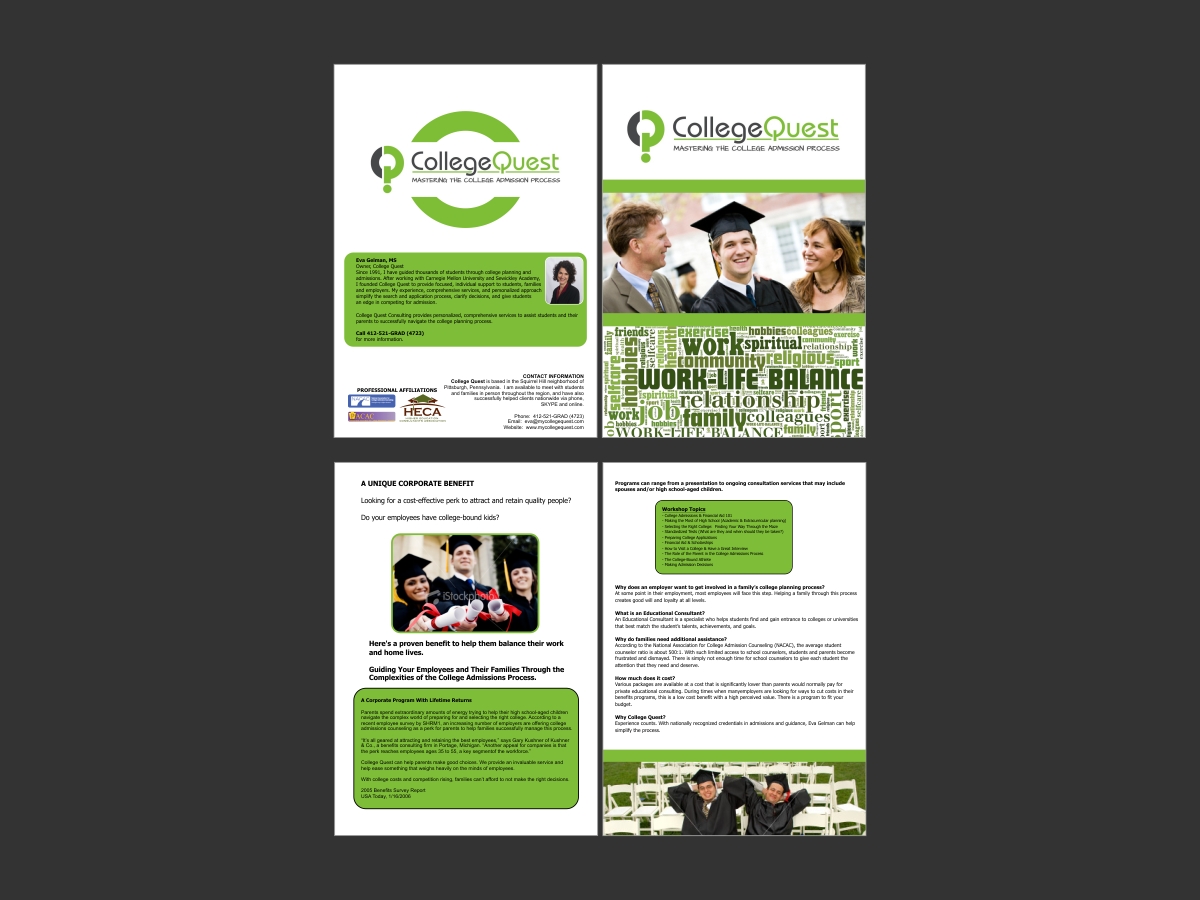 Brochure Design by SiddKidd for College Quest Consulting, LLC | Design #841679
