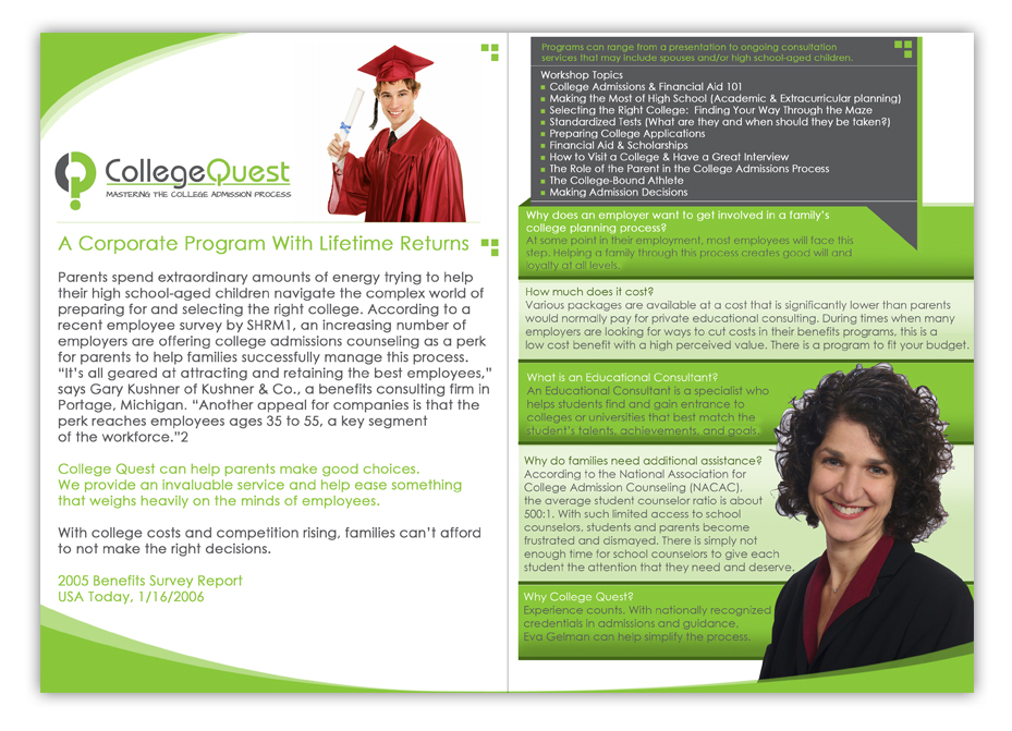 Diseño de Brochure por azakdesigns para College Quest Consulting, LLC | Diseño #846131