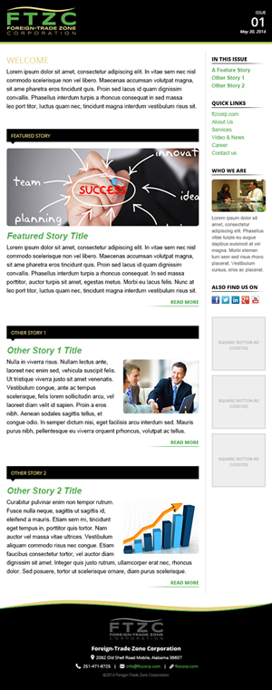 International Trade Consulting Firm Seeks Quality Newsletter Design | Graphic Design by MIND