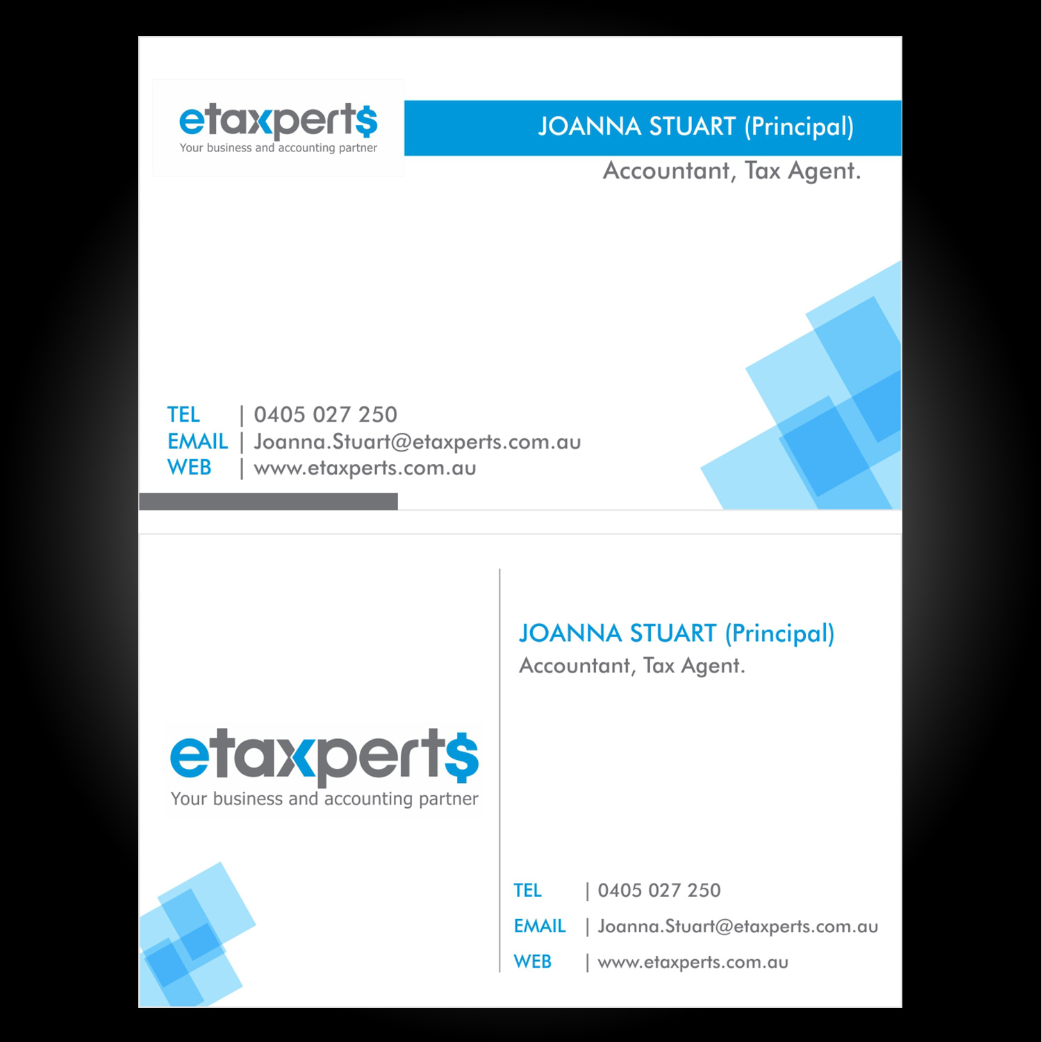 Diseño de Tarjeta de Presentación por sunny para etaxperts | Diseño #9228964