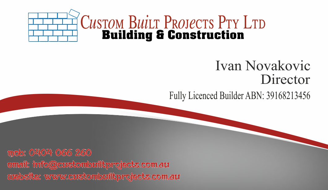 Business Card Design by somnath.mukerji1 for Custom Built Projects | Design #3356251