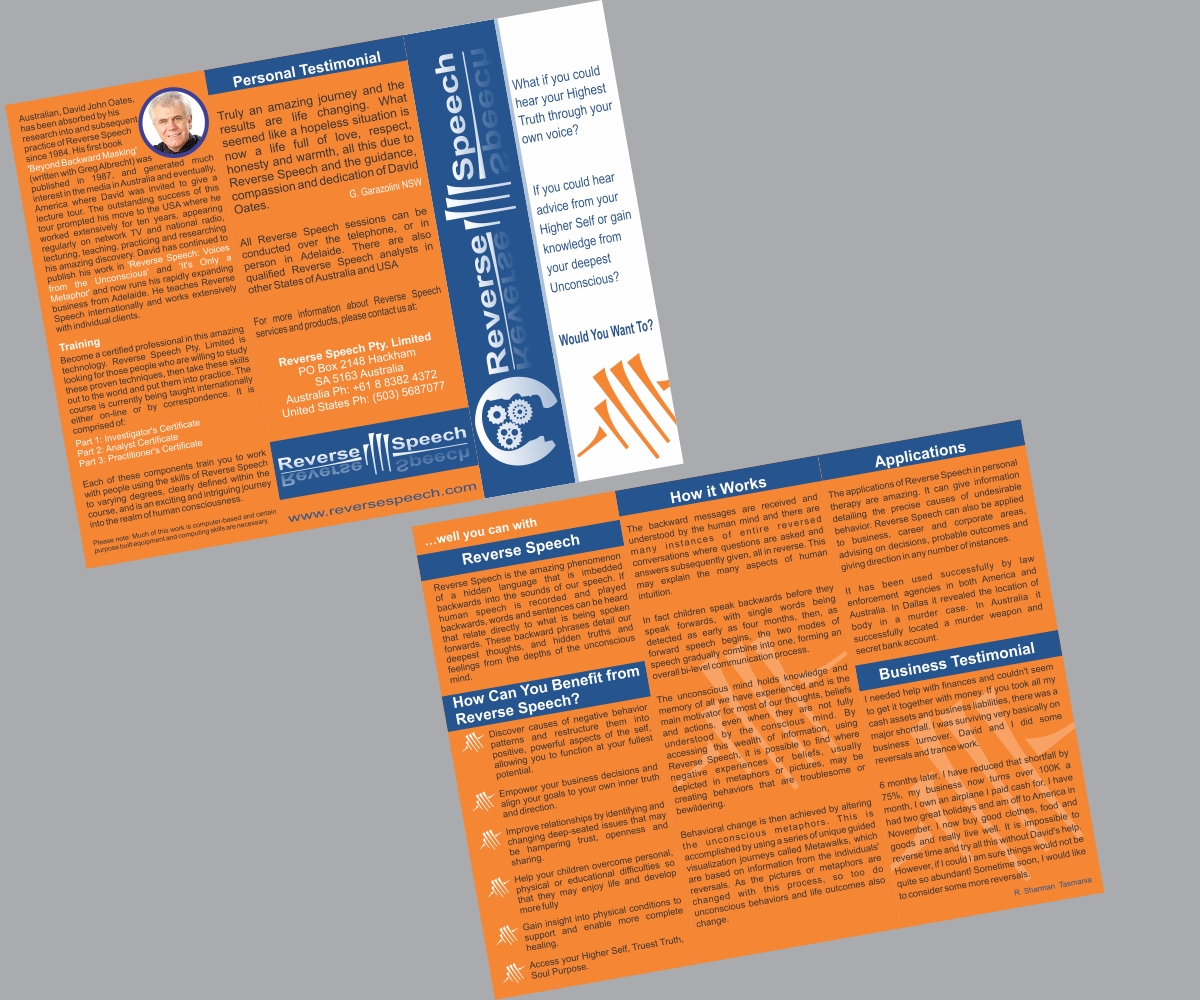 Brochure Design by AashishSeth for Reverse Speech Pty. Ltd. | Design #3396958