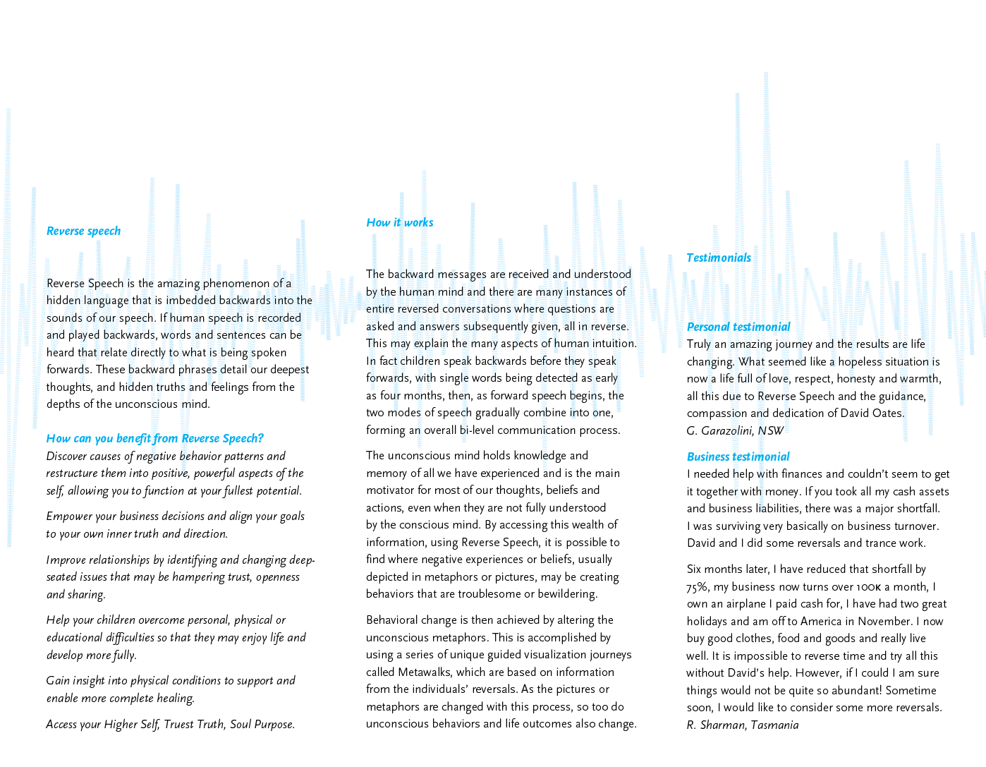 Design de Brochure par AAL Design pour Reverse Speech Pty. Ltd. | Design #3387576