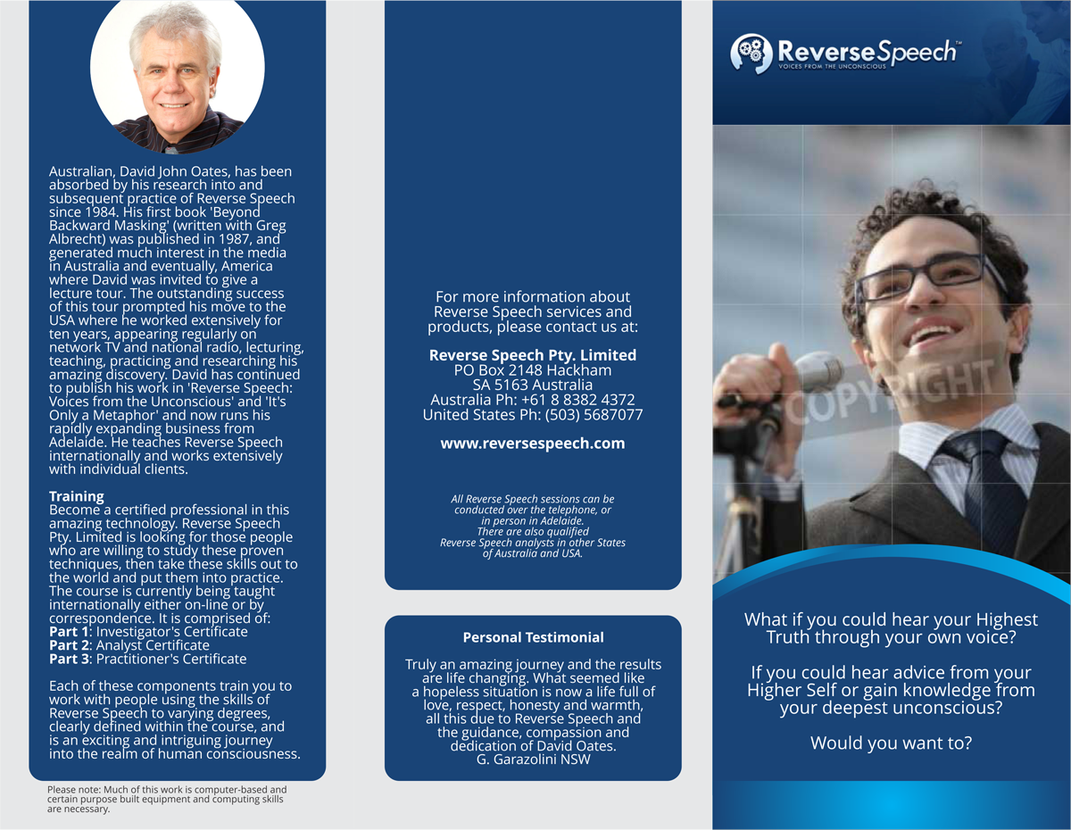 Design de Brochure par barinix pour Reverse Speech Pty. Ltd. | Design #3390135