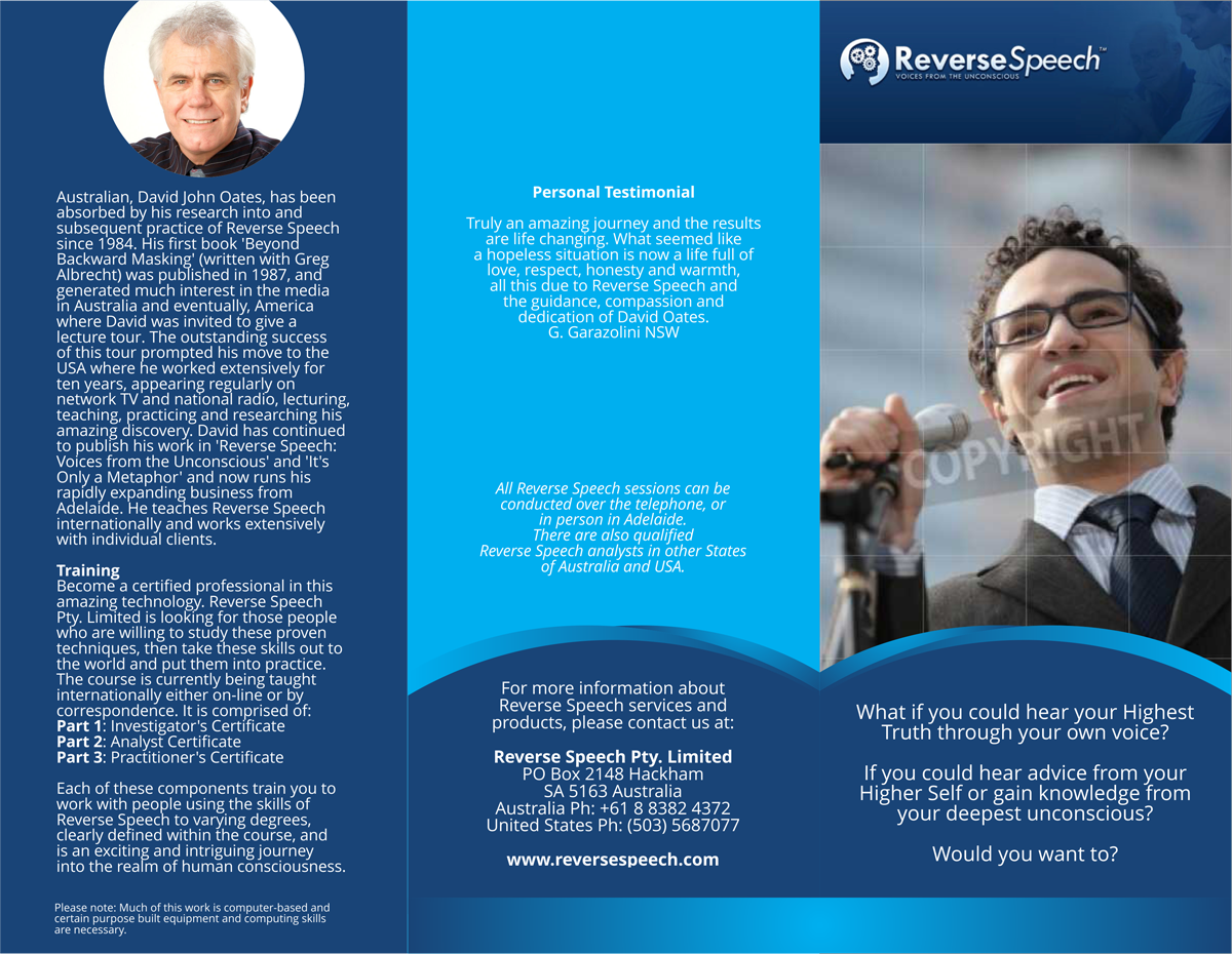 Design de Brochure par barinix pour Reverse Speech Pty. Ltd. | Design #3390181