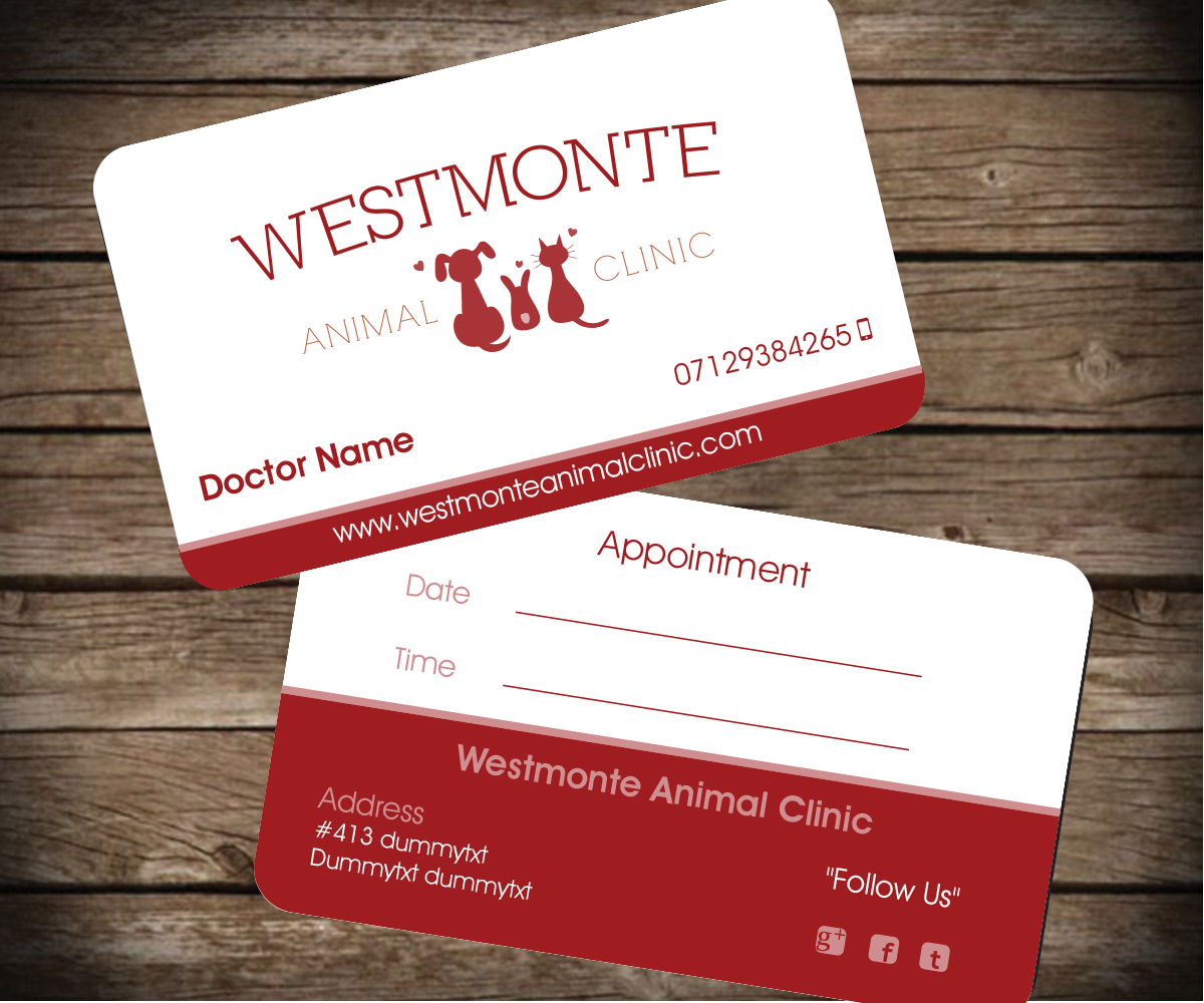 Business Card Design by Aaaron for Westmonte Animal Clinic | Design #3419978
