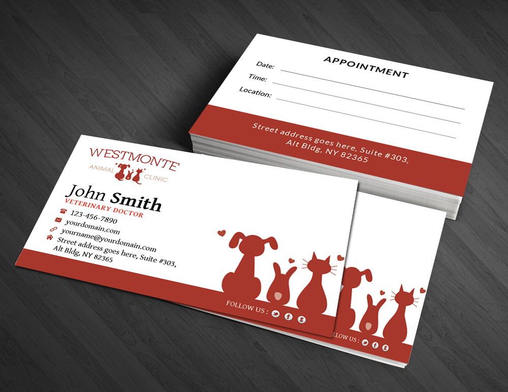 Business Card Design by  Artman for Westmonte Animal Clinic | Design #3432047