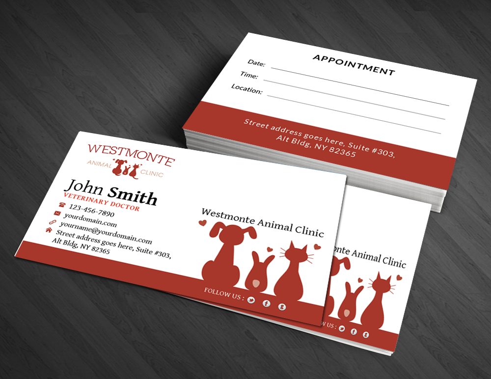 Business Card Design by  Artman for Westmonte Animal Clinic | Design #3432057