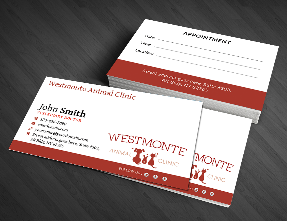 Business Card Design by  Artman for Westmonte Animal Clinic | Design #3432122