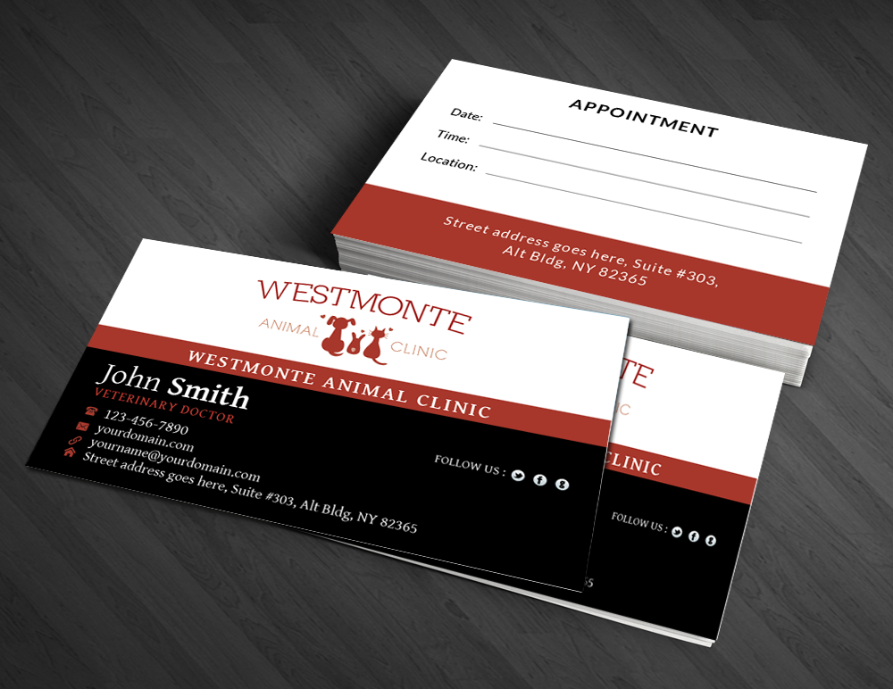 Business Card Design by  Artman for Westmonte Animal Clinic | Design #3432132