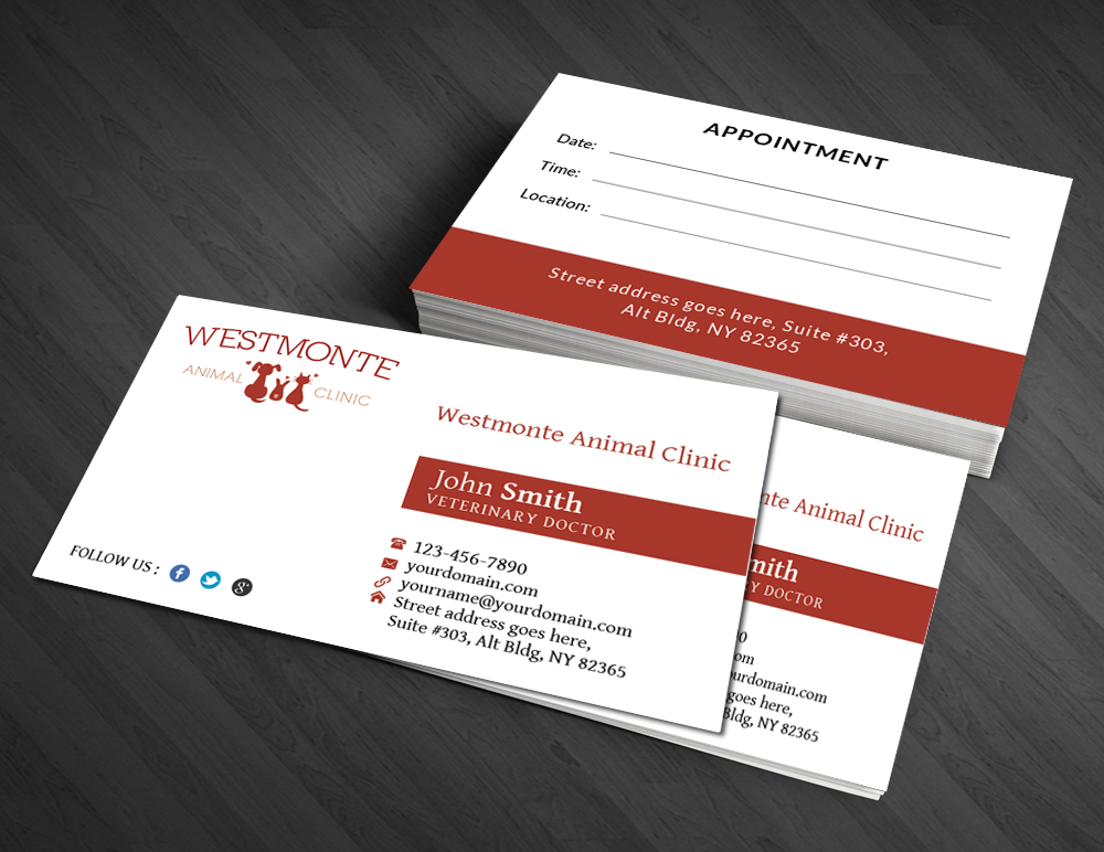 Business Card Design by  Artman for Westmonte Animal Clinic | Design #3432133