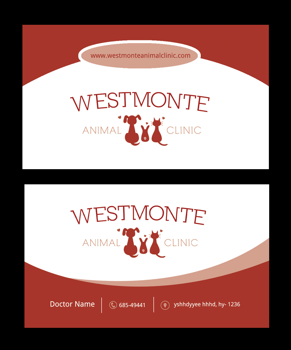 Business Card Design by Satyajit Sil Creations for Westmonte Animal Clinic | Design #3406068