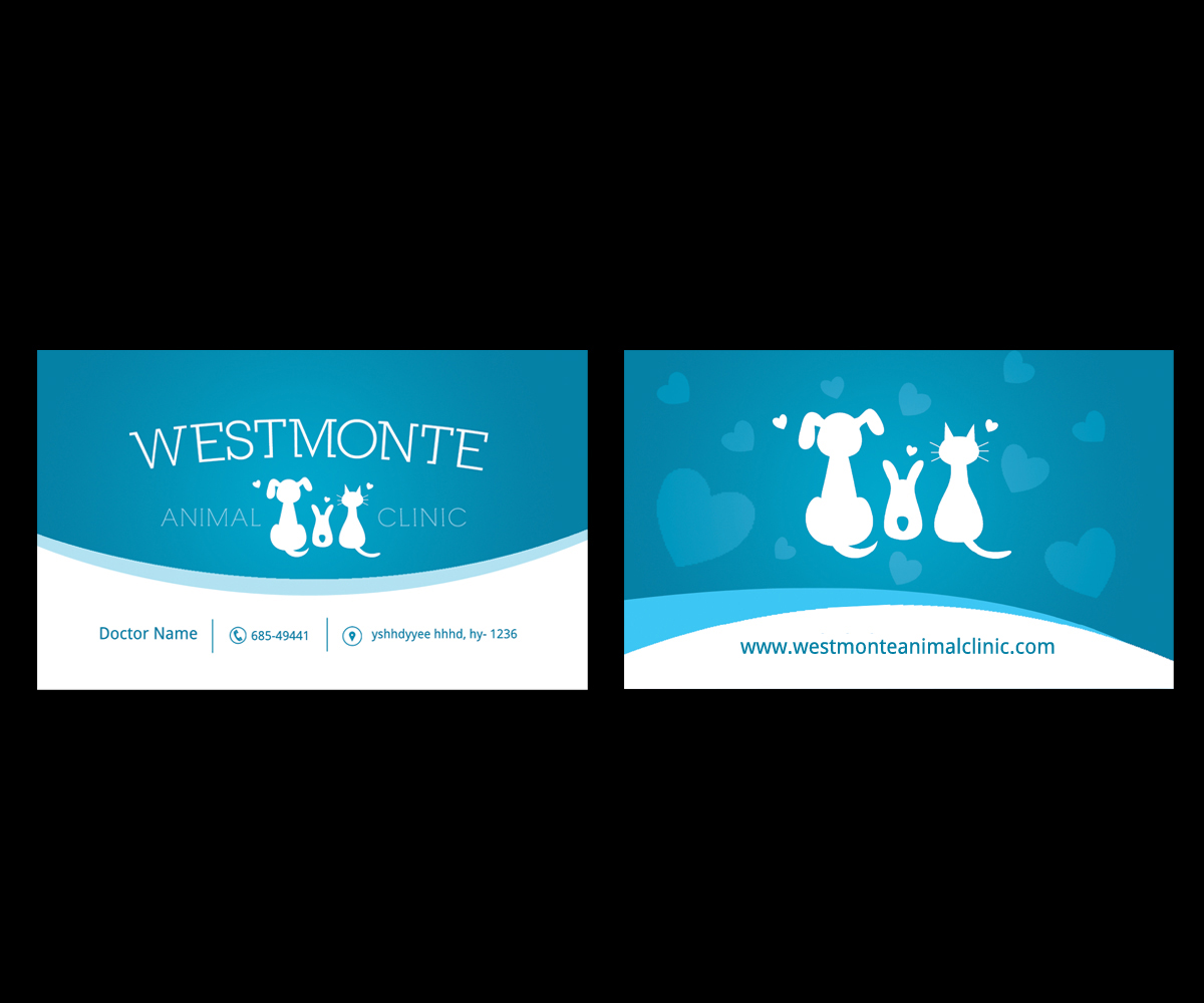 Business Card Design by Satyajit Sil Creations for Westmonte Animal Clinic | Design #3416652