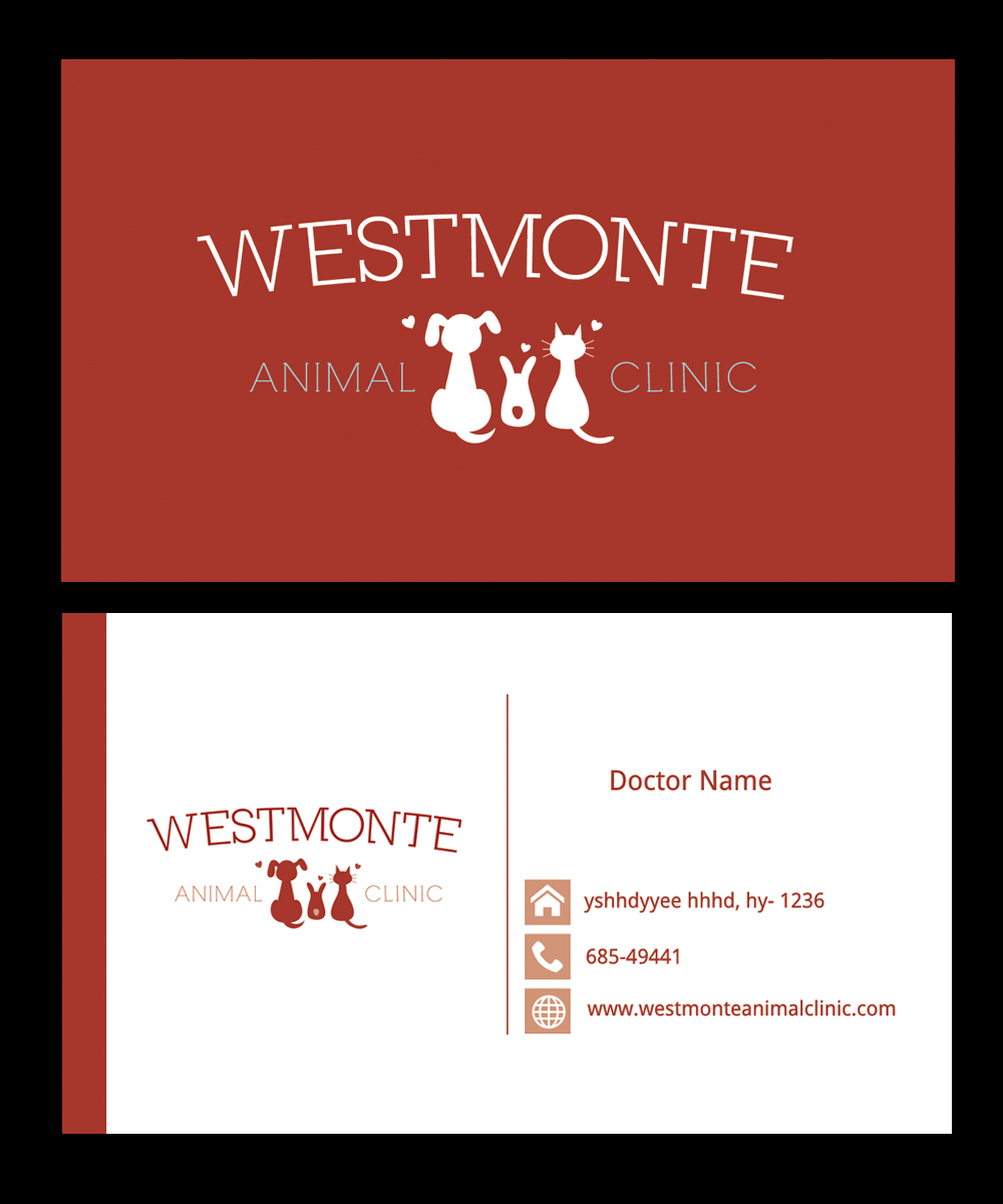 Business Card Design by Satyajit Sil Creations for Westmonte Animal Clinic | Design #3416696