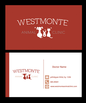 Business Card Design by Satyajit Sil Creations for Westmonte Animal Clinic | Design: #3416696