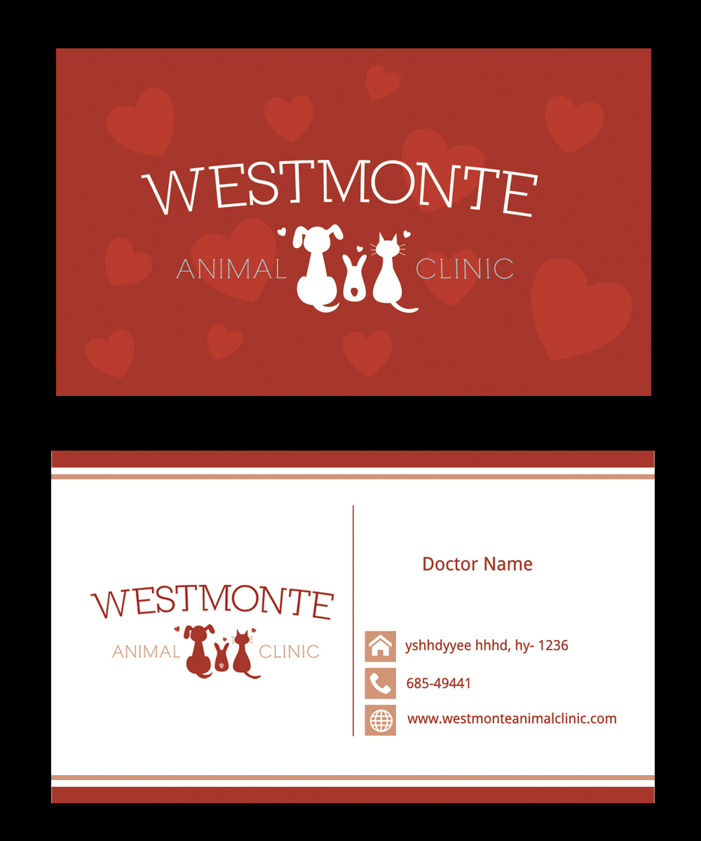 Business Card Design by Satyajit Sil Creations for Westmonte Animal Clinic | Design #3416740