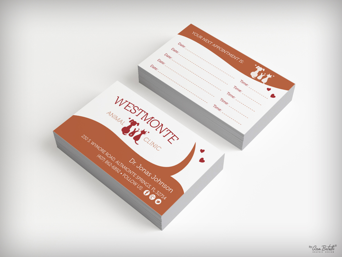 Business Card Design by ABGraphicDesign for Westmonte Animal Clinic | Design #3428886