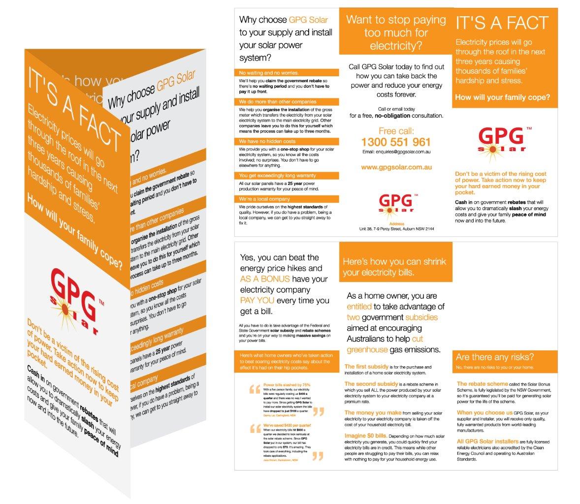 Diseño de Flyer por Meagan Hungerford Graphic Design para GPG Solar | Diseño #81895