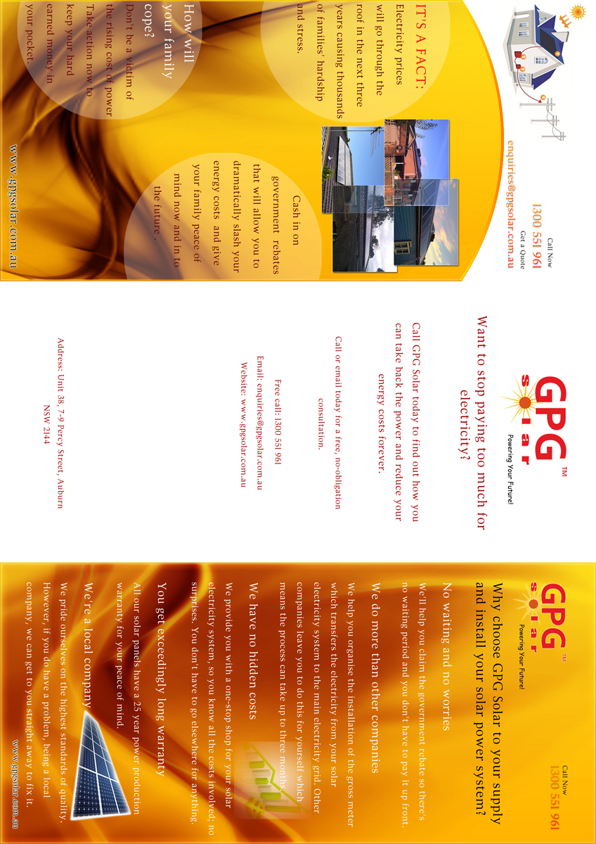 Flyer Design by Muhammad Jafar Syed for GPG Solar | Design #84588