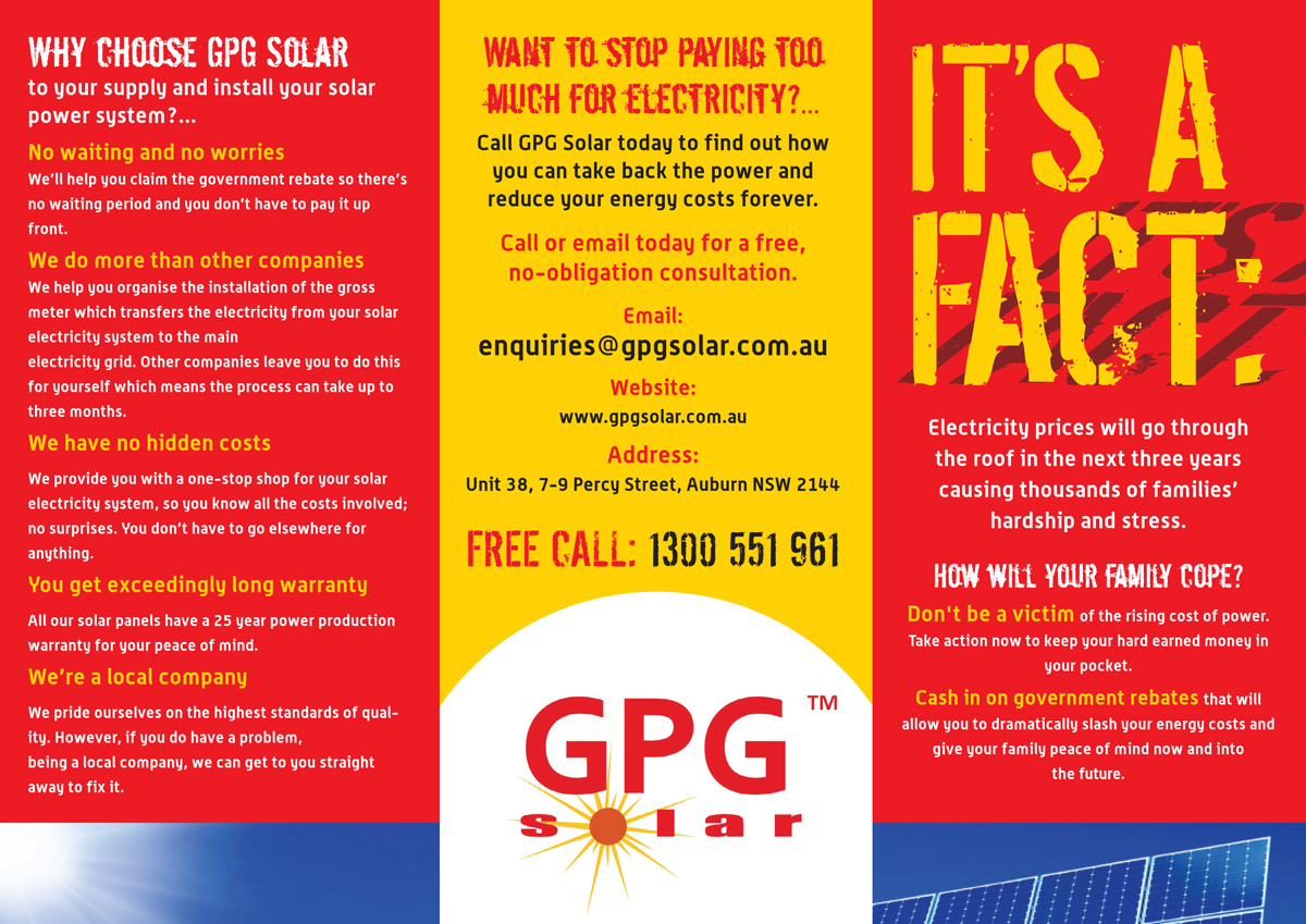 Flyer Design by Tony Walker Graphics Limited for GPG Solar | Design #84330