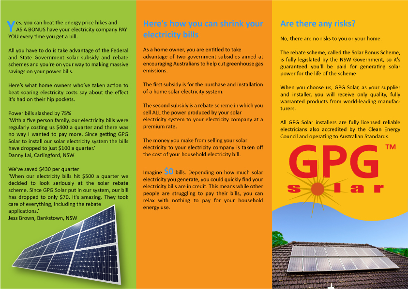 Flyer-Design von Nadia Du plessis für GPG Solar | Design #84537