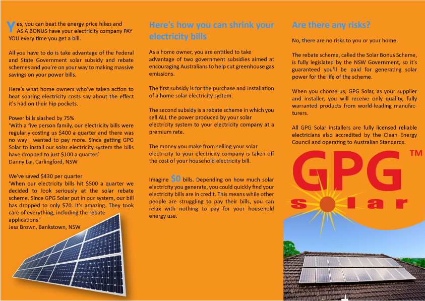 Diseño de Flyer por Nadia Du plessis para GPG Solar | Diseño #84538