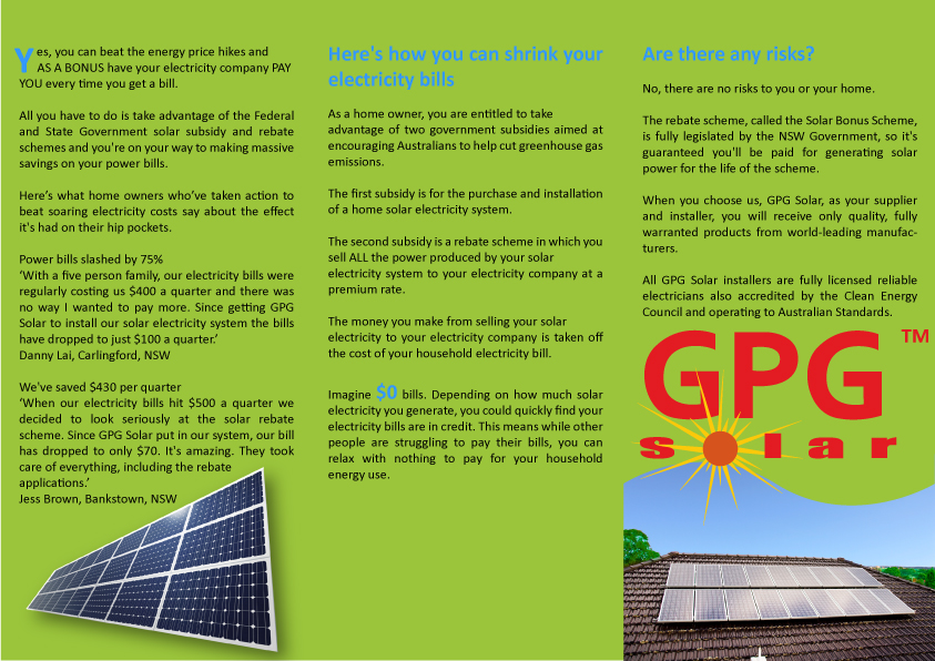 Flyer Design by Nadia Du plessis for GPG Solar | Design #84539