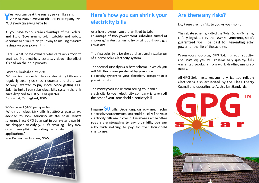 Diseño de Flyer por Nadia Du plessis para GPG Solar | Diseño #84544