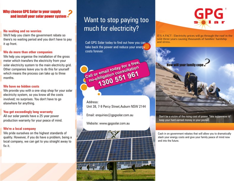 Design de Flyer par achanta advertising pour GPG Solar | Design #81643