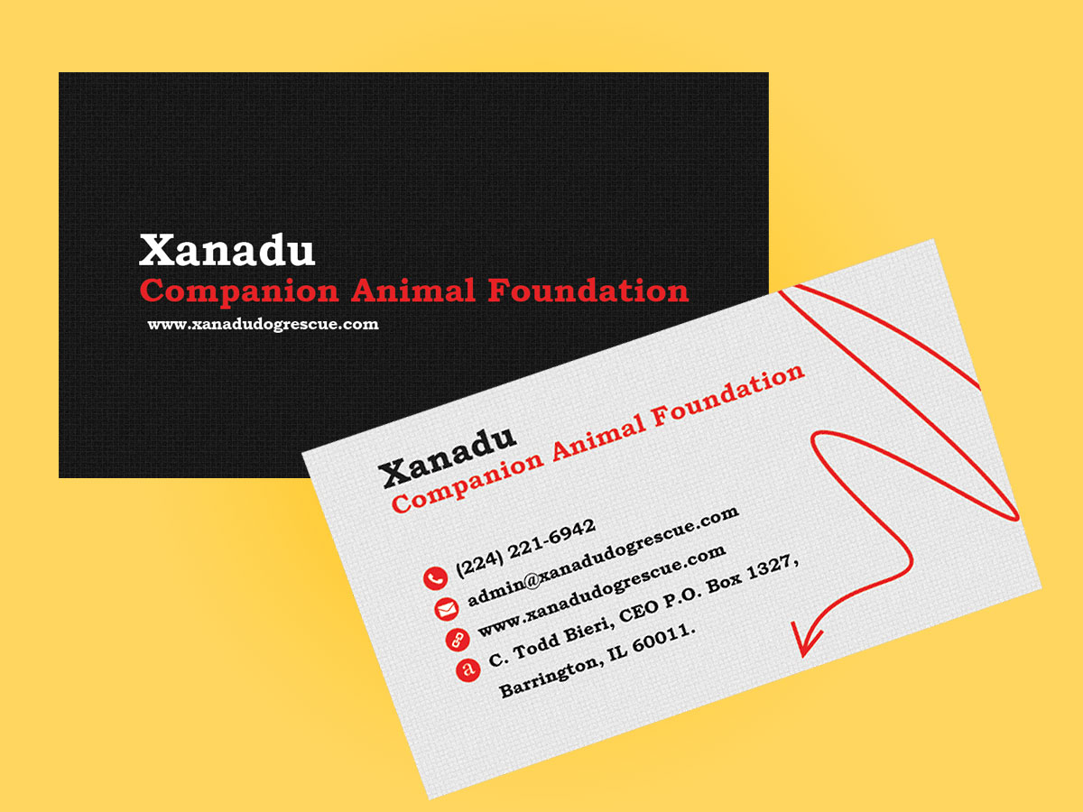 Business Card Design by Anil for Xanadu Companion Animal Foundation | Design #3421138