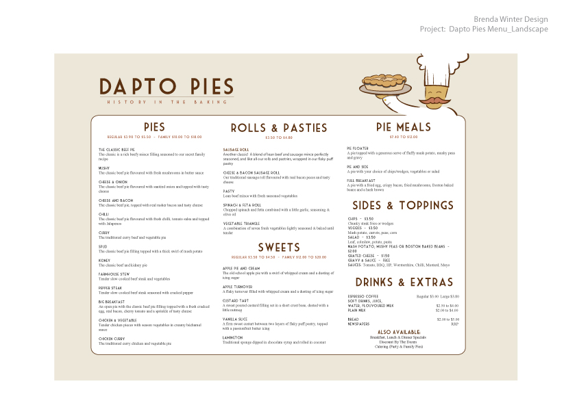 Menu Design by Brenda Winter Design for this project | Design #838016