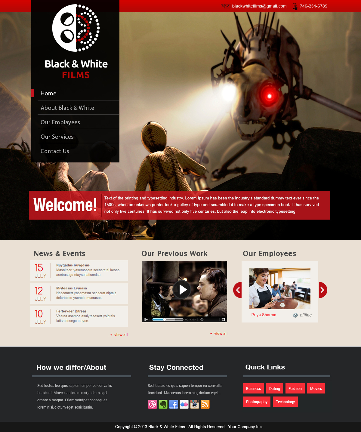 Design Wordpress par webxvision pour Black & White Films | Design #3397497