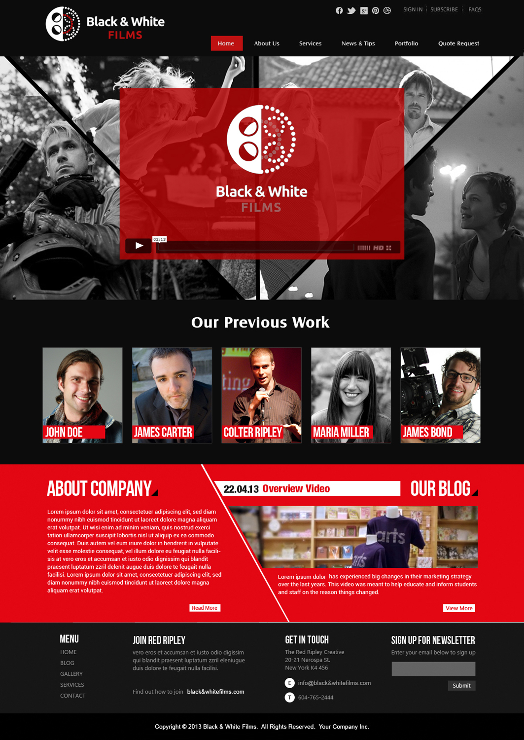 Design Wordpress par webxvision pour Black & White Films | Design #3404227