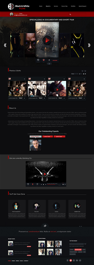 Wordpress Design by webxvision for Black & White Films | Design #3435495
