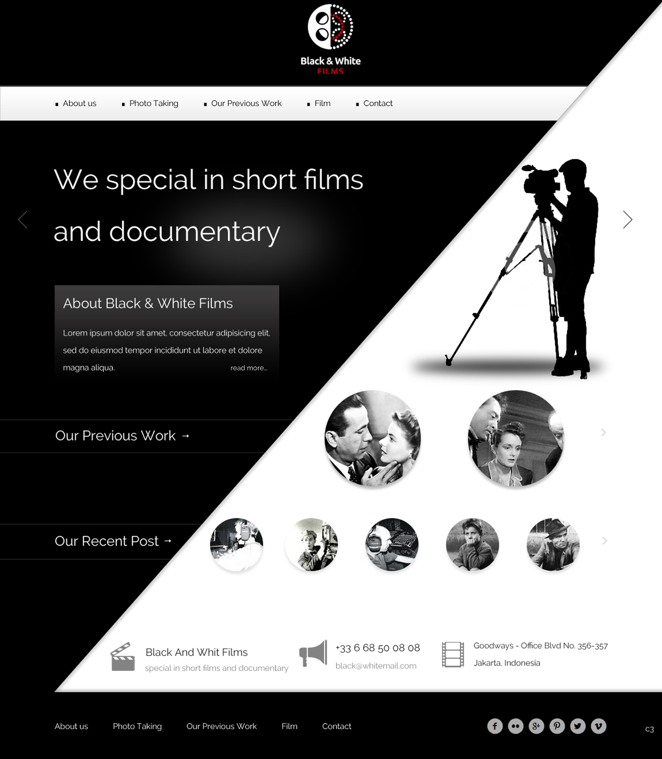 Wordpress Design by pb for Black & White Films | Design #3382749