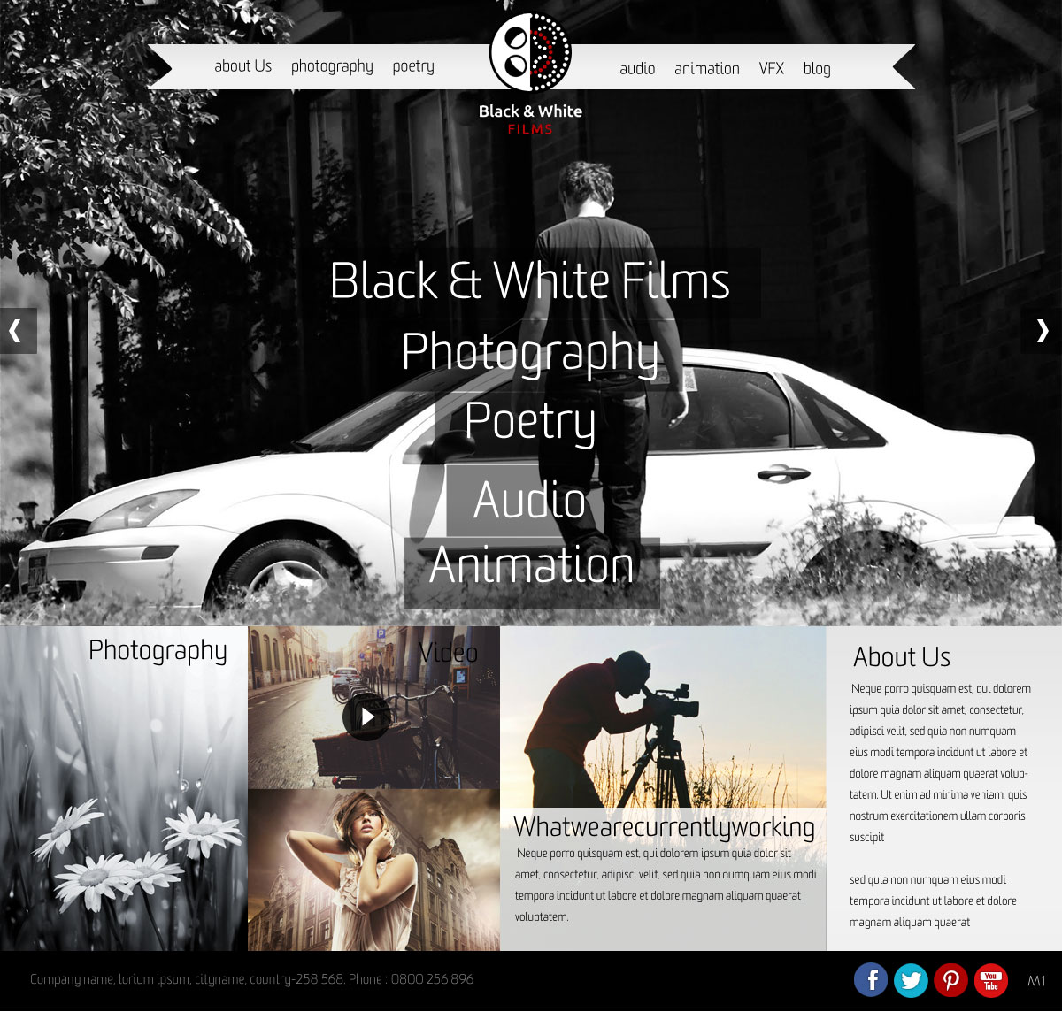 Wordpress Design by pb for Black & White Films | Design #3382752