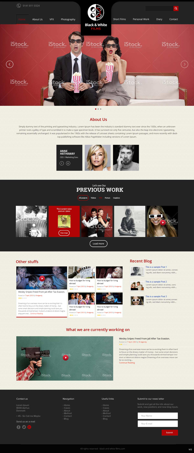 Wordpress Design by pb for Black & White Films | Design #3382760
