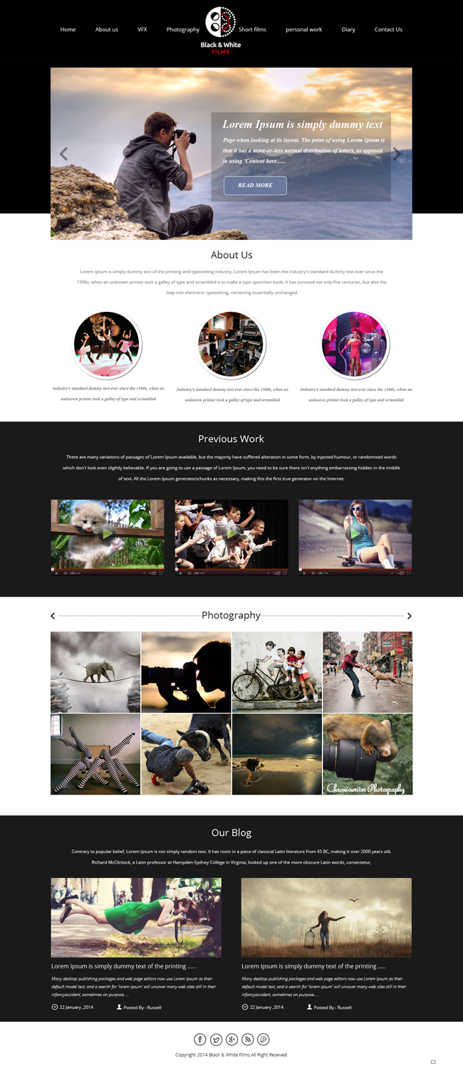 Wordpress Design by pb for Black & White Films | Design #3382766