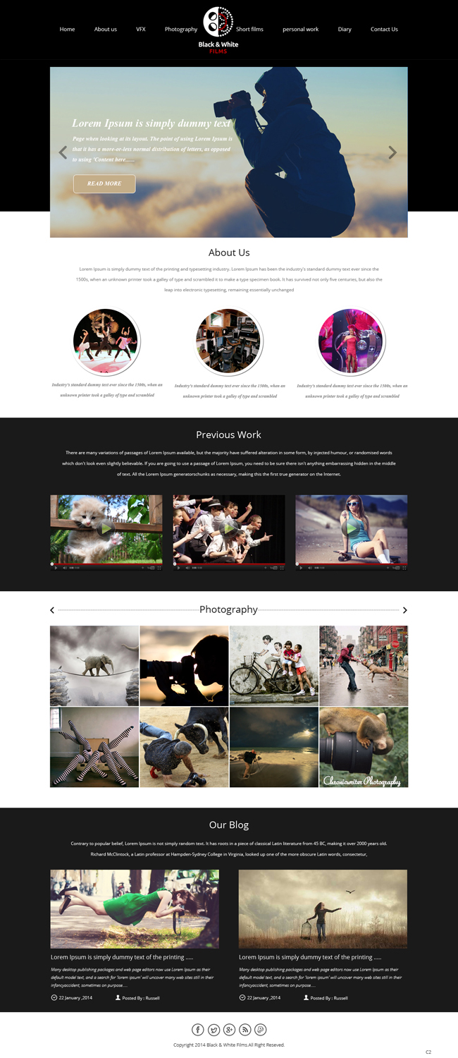 Wordpress Design by pb for Black & White Films | Design #3382768