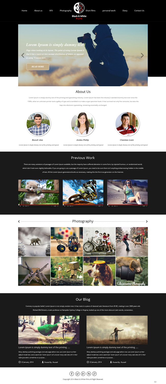Wordpress Design by pb for Black & White Films | Design #3382771